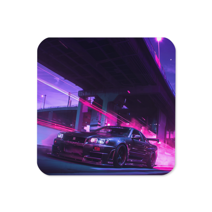 Nissan Skyline R34 Nightdrive Cork-back coaster
