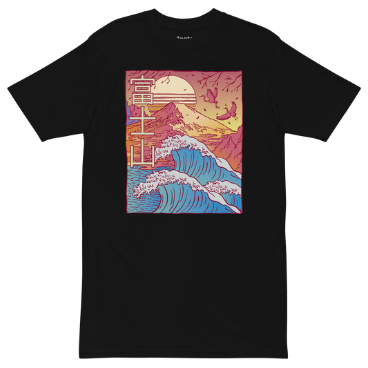 Mount Fuji with Waves Heavyweight Tee - Collected Vibes