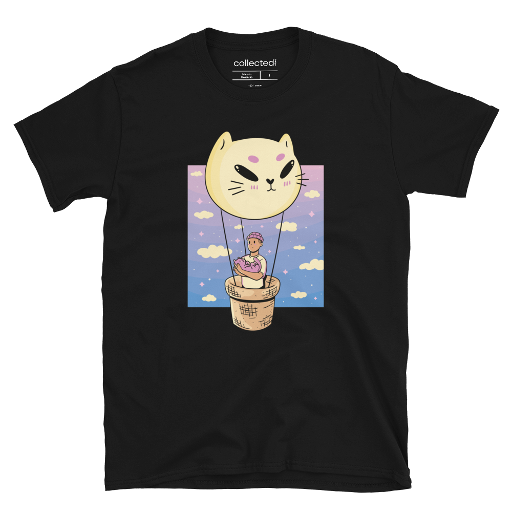 Boy with cat in Balloon v2 Unisex T-Shirt - Collected Vibes